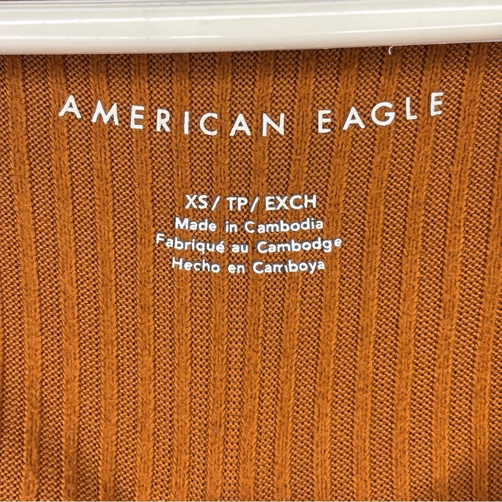 American Eagle Cable Knit Balloon Sleeve Sweater XSmall Burnt Orange Fall Womens - Picture 4 of 4